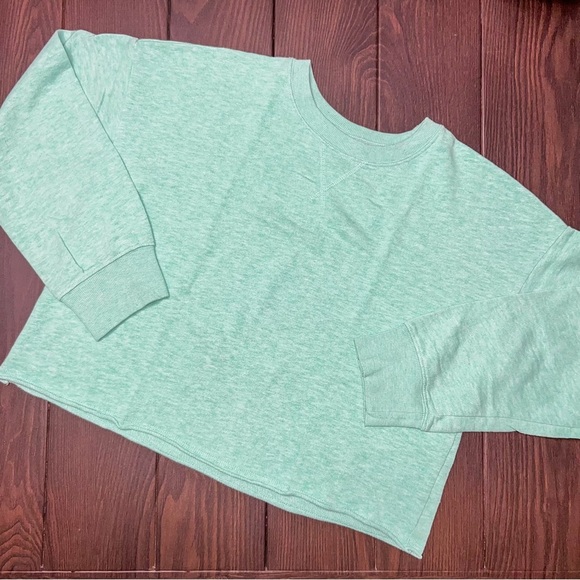 Old Navy Other - Old Navy Girls Vintage Slouchy Raw Hem Crop Sweatshirt - Mint, Size XL (14-16)